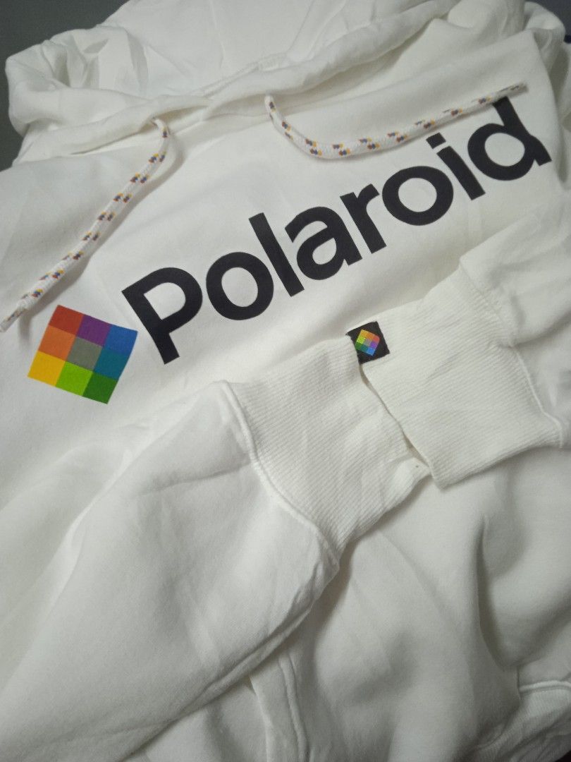 Polaroid white hoodie shop