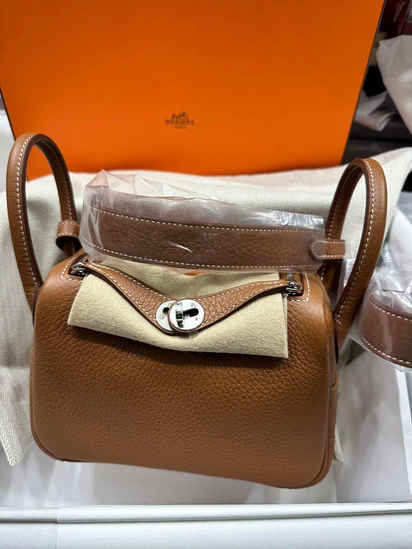 Hermes Lindy Mini Gold PHW, Luxury, Bags & Wallets on Carousell