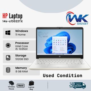 HP Laptop 14s-cf3022TX ( 8GB + 512GB SSD), i5-1035G1