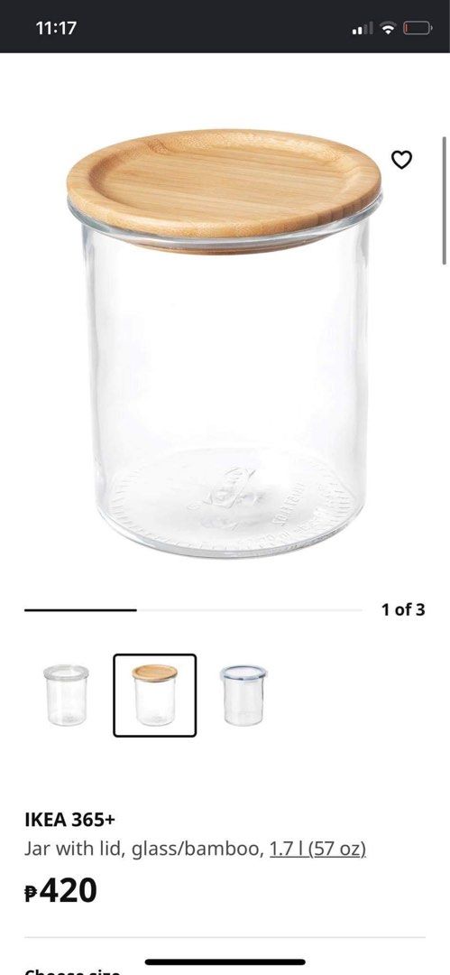 IKEA 365+ Jar with lid, glass/bamboo, 112 oz - IKEA