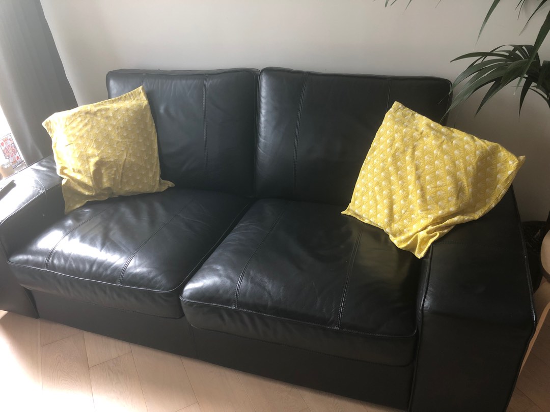 IKEA leather sofa, 傢俬＆家居, 傢俬, 梳化 Carousell