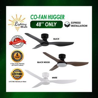 🔧Installation Available🔧CHEAPEST FANCO Hugger 48inch / ABS blades / DC silent motor / 6 Speed remote control / 4 years accessories and onside warranty / Tri-tone light / Can remove light / Shortest Rod for HDB
