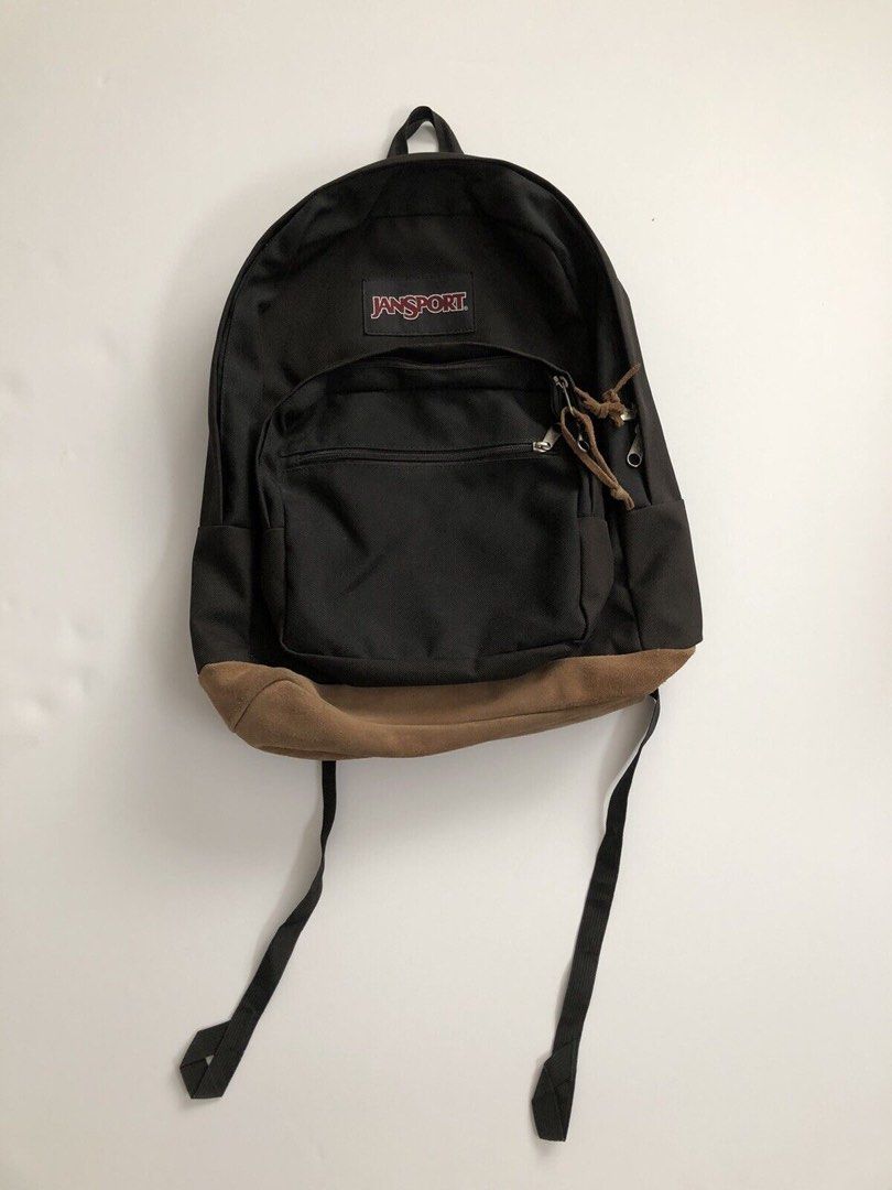 Black jansport backpack top with leather bottom