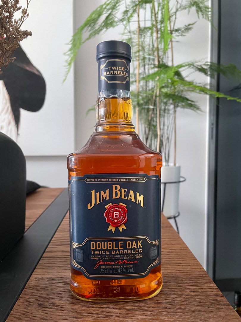 JIM BEAM DOUBLE OAK TWICE BARRELED 750ML 43%, Food & Drinks, Alcoholic  Beverages on Carousell