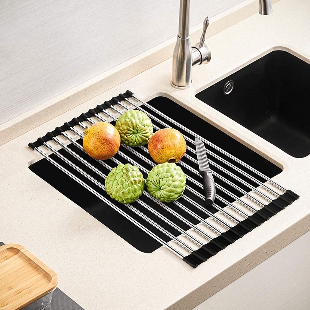 JOMOLA Rollable Dish Drying Rack Stainless Steel Furniture Home Living Kitchenware Tableware Other Kitchenware Tableware on Carousell