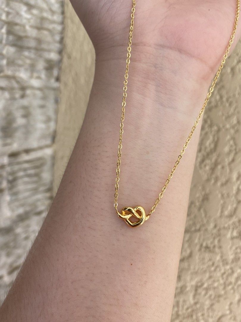 Kate spade gold heart knot necklace gold with set of earrings