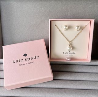Kate Spade round pearl necklace gold with set of earrings