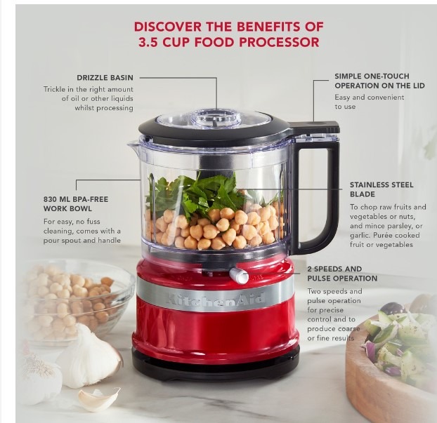 KitchenAid 3.5 Cup Mini Food Processor KFC3516B, Furniture &amp; Home ...