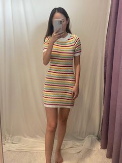Knitted rainbow skirt (stretchable)