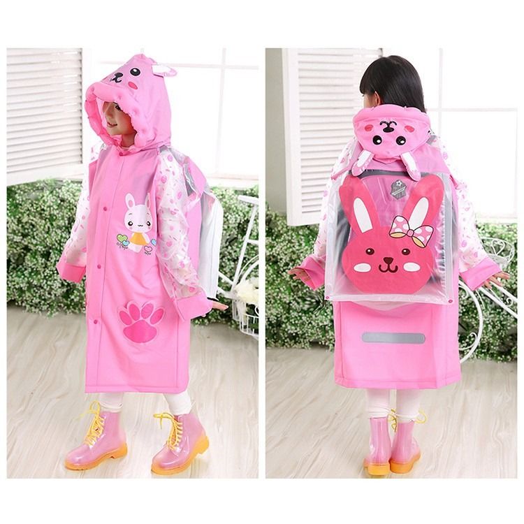 Korea Kids fashion raincoat 3D Inflated Brim Thickening with school bag space
