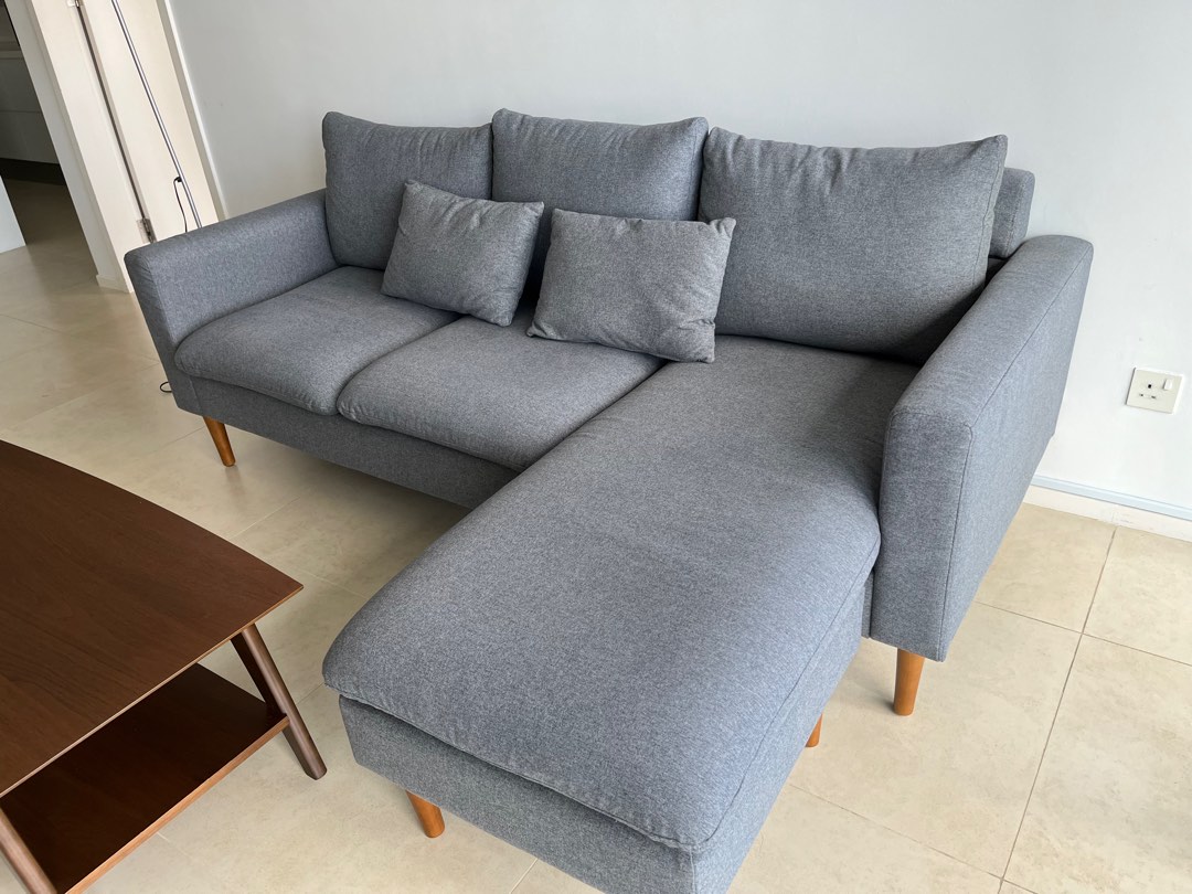 L Shape Sofa grey fabric, Furniture & Home Living, Furniture, Sofas on Carousell