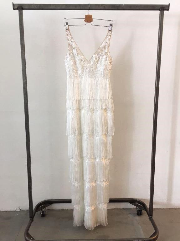 Marchesa on sale fringe dress
