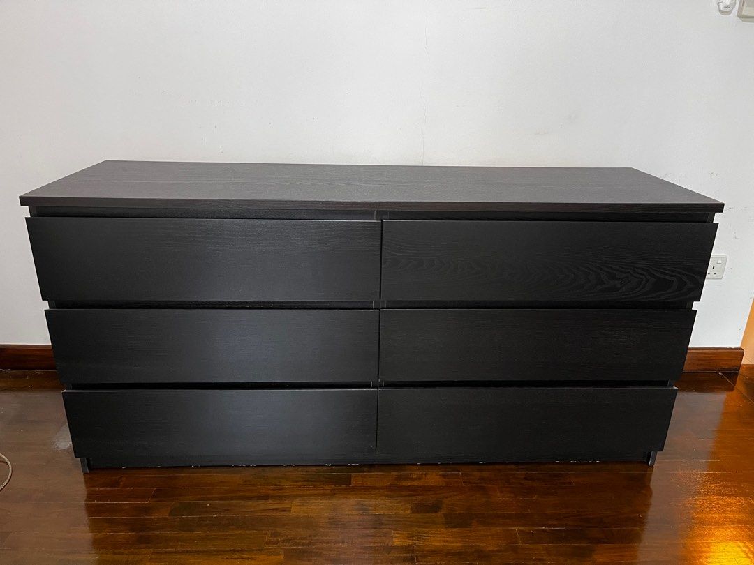 Malm Chest of 6 Drawers Black Brown, Furniture & Home Living, Furniture
