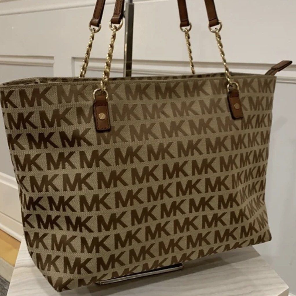 Michael Kors Tote Bag Gold Chain Barang Mewah Tas Dompet di