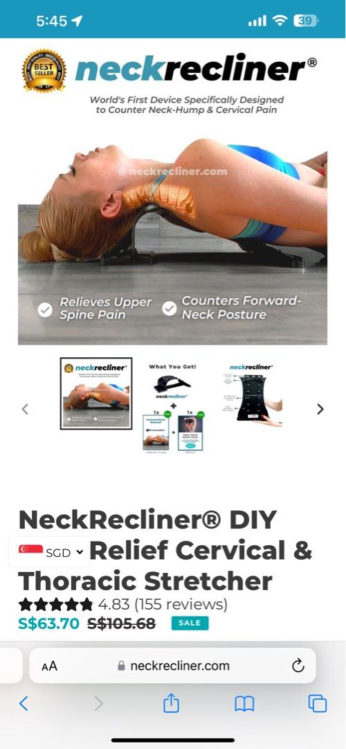 NeckRecliner Pro Neck Stretcher, Health & Nutrition, Massage Devices on