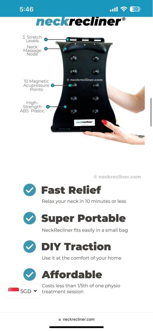 NeckRecliner Pro Neck Stretcher, Health & Nutrition, Massage Devices on