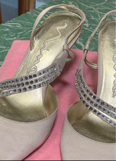 Nina formal shoes 38: powder sand / diamanté, strappy heels