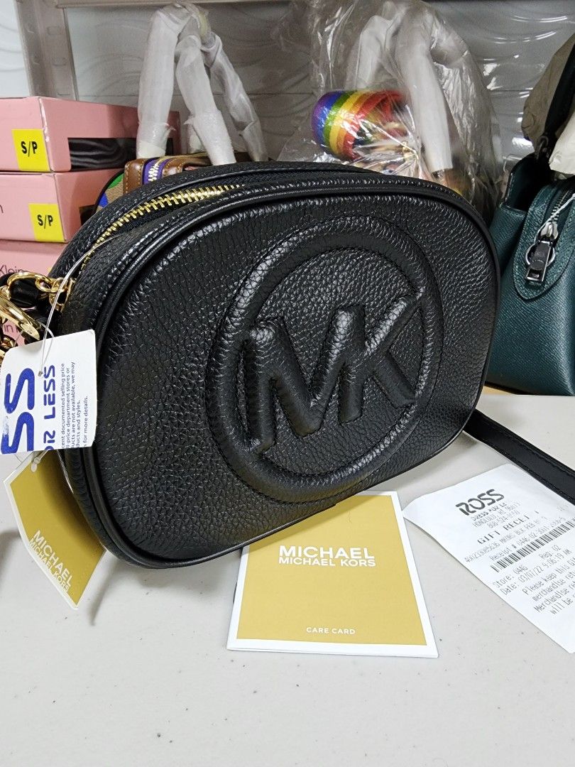 original Michael Kors Brynn MK Signature SM Oval Cross-body Bag Black  Leather 38F1C7SC1L, Luxury, Bags & Wallets on Carousell