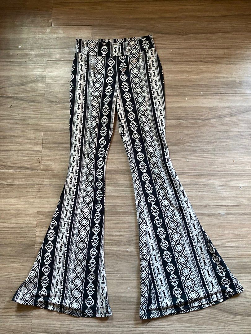 Patterned Flare Pants / Forbidden Pants / Super Flare Hippie Pants Boho Pants  Flare Leggings, Women's Fashion, Bottoms, Other Bottoms on Carousell