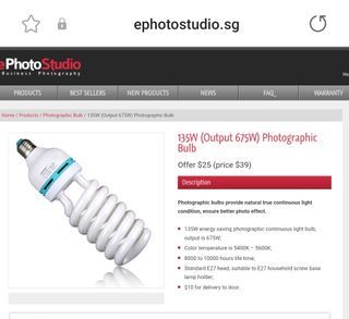 Photographic Bulbs (45w & 125W)