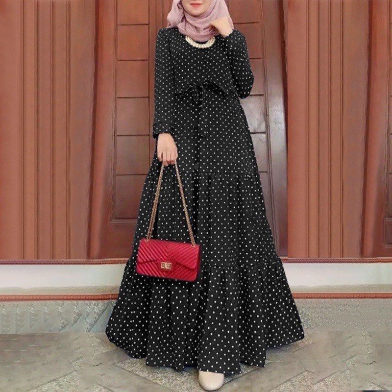 Polka Dot Long Sleeves Dress Muslimah Dresses Women s Fashion