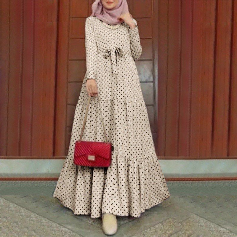 Polka Dot Long Sleeves Dress Muslimah Dresses Women s Fashion