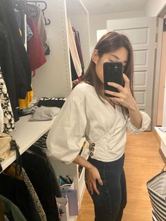 authentic brandy melville white ruffle rae wrap tie top, Women's Fashion,  Tops, Blouses on Carousell