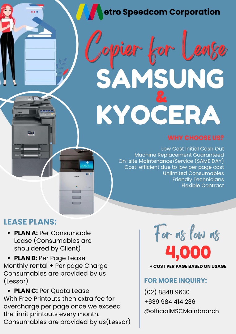 PRINTER LEASE for as low 3,000 per month!, Computers & Tech, Printers