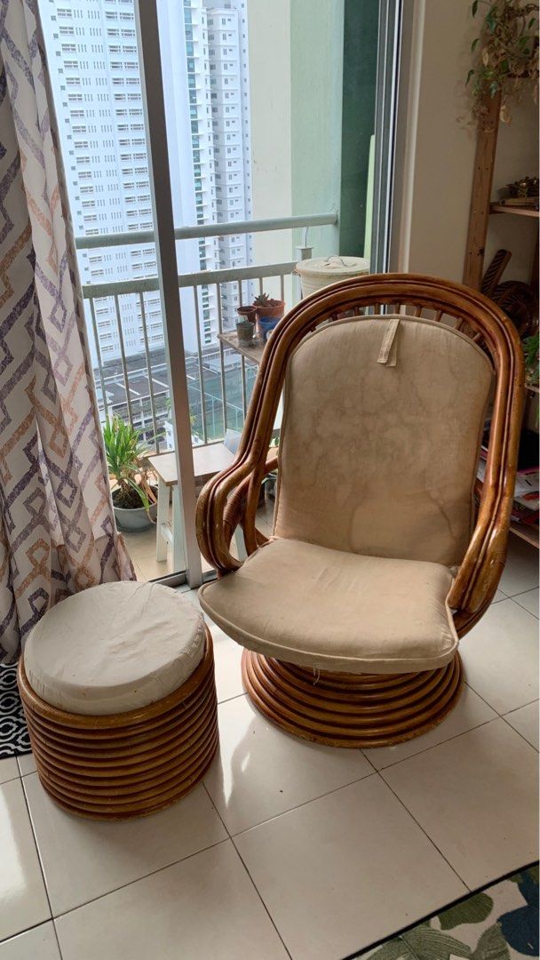 Rocking chair with leg rest / table side, Furniture & Home Living