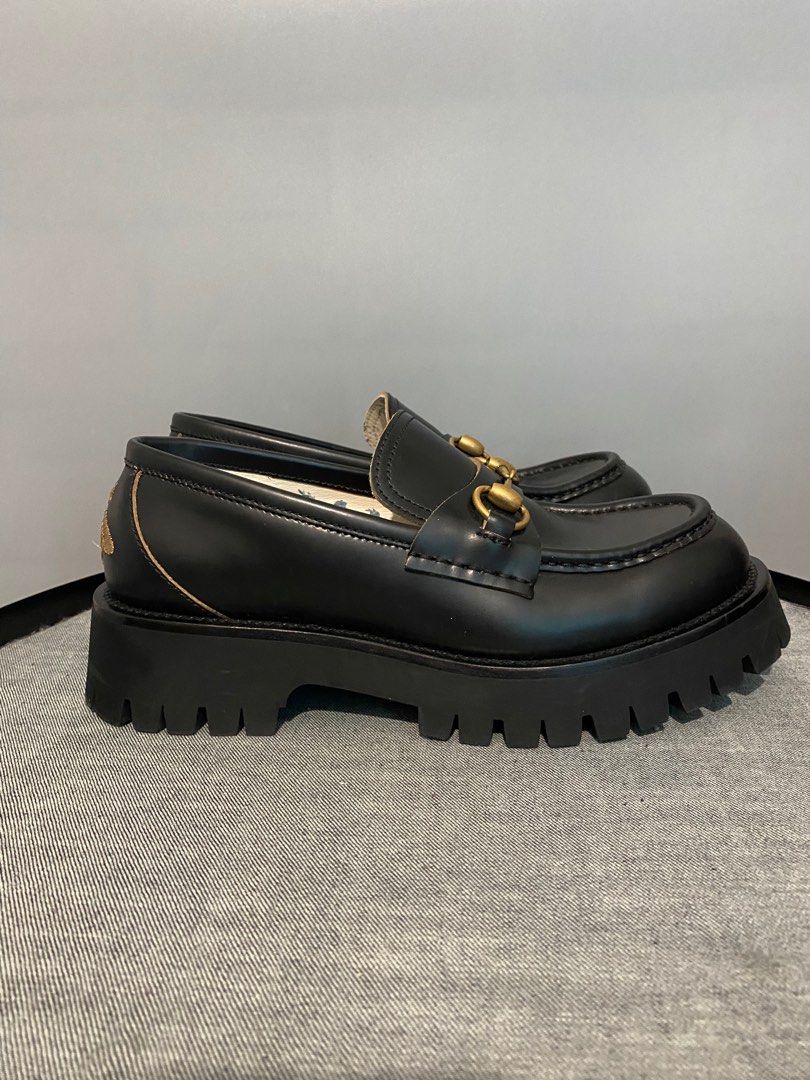 leather lug sole horsebit loafer gucci
