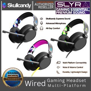 SKULLCANDY SLYR Multi-Platform Gaming Essential Headset Premium Sound Wired 3.5mm Aux USB Removable Boom Microphone Lightweight Design
