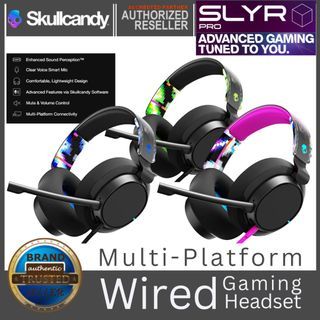 SKULLCANDY SLYR PRO Multi-Platform Gaming Headset USB Wired 3.5mm Aux Removable Smart Boom Microphone 50mm Driver Lightweight