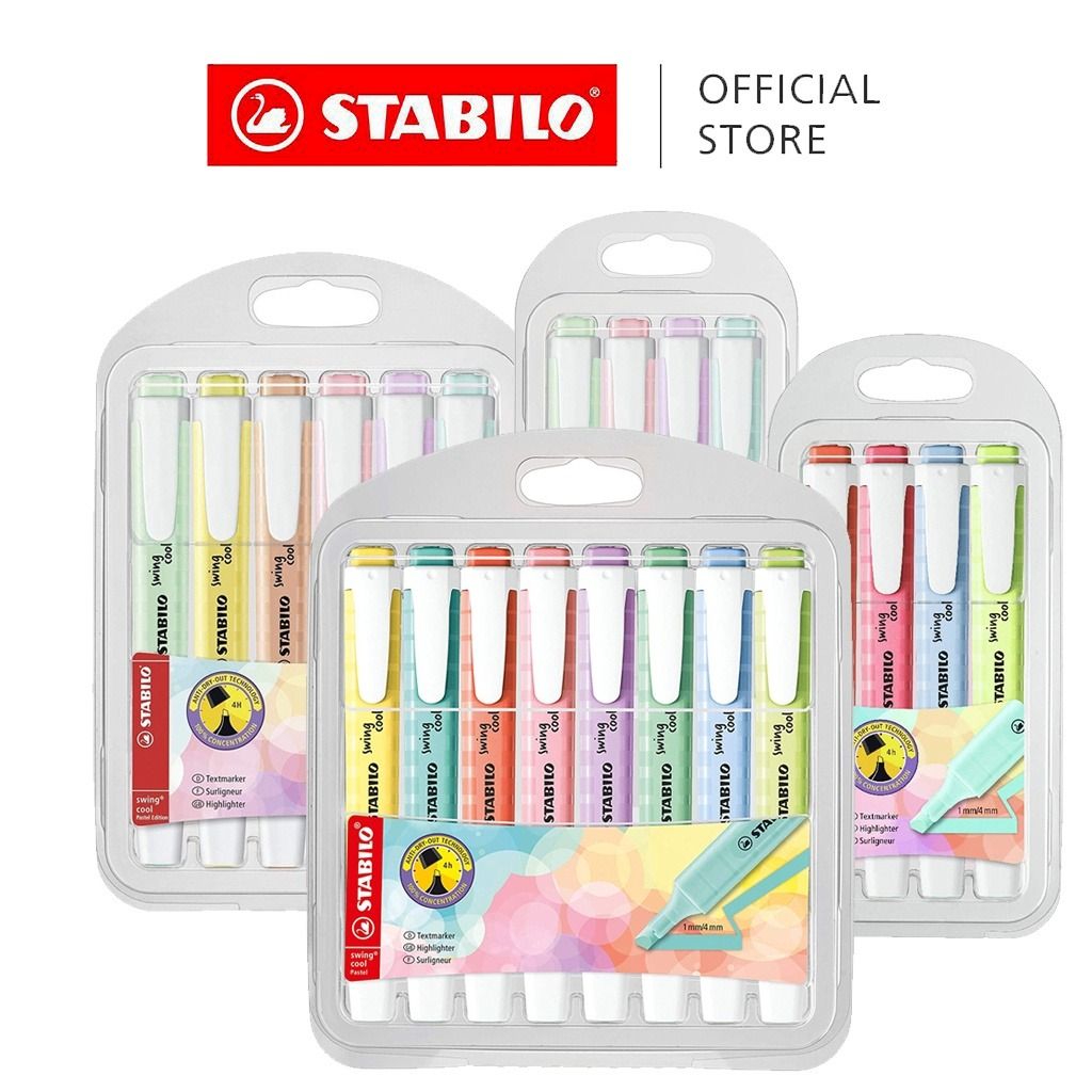  STABILO Highlighter swing cool Pastel - Wallet of 6 - Assorted  Colors : Everything Else