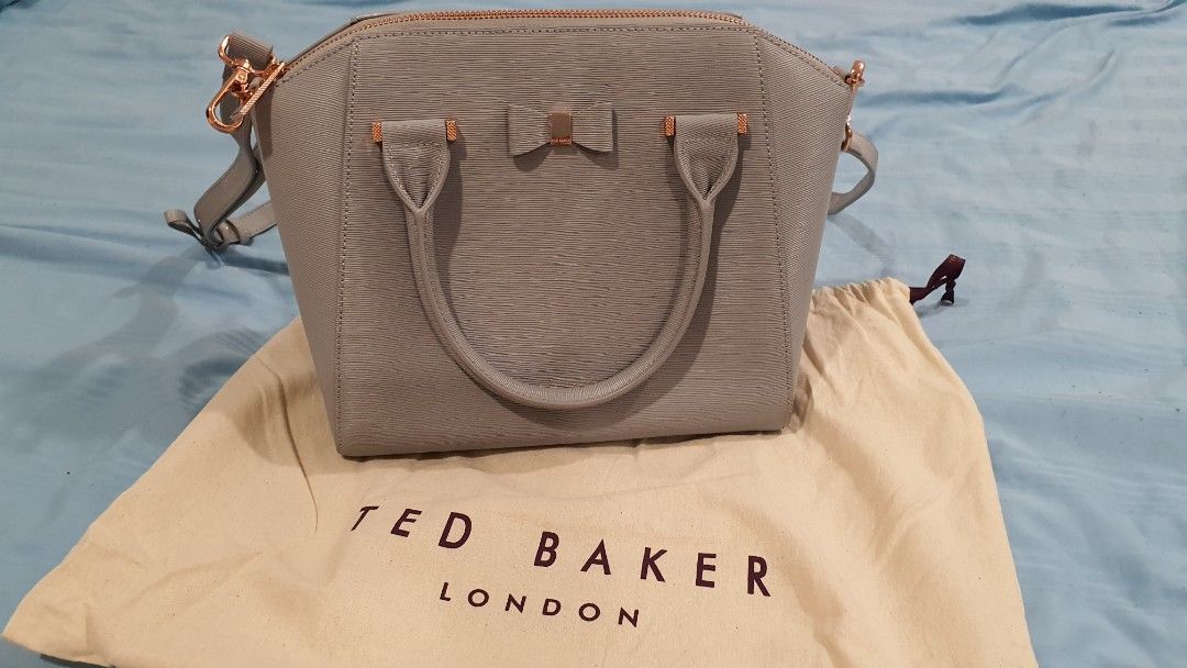 Ted Baker Women Bow Detail Small Leather Tote Bag Cala Grey Rose