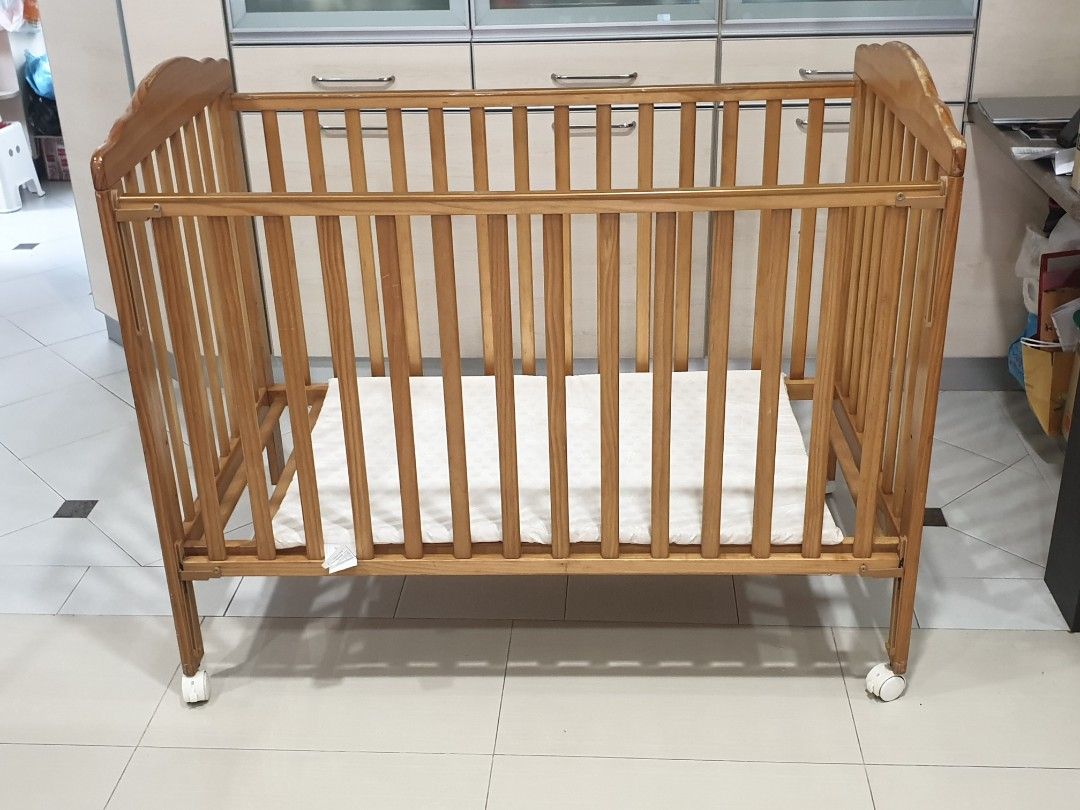 Timber Baby Cot & Mattress, Babies & Kids, Baby Nursery & Kids