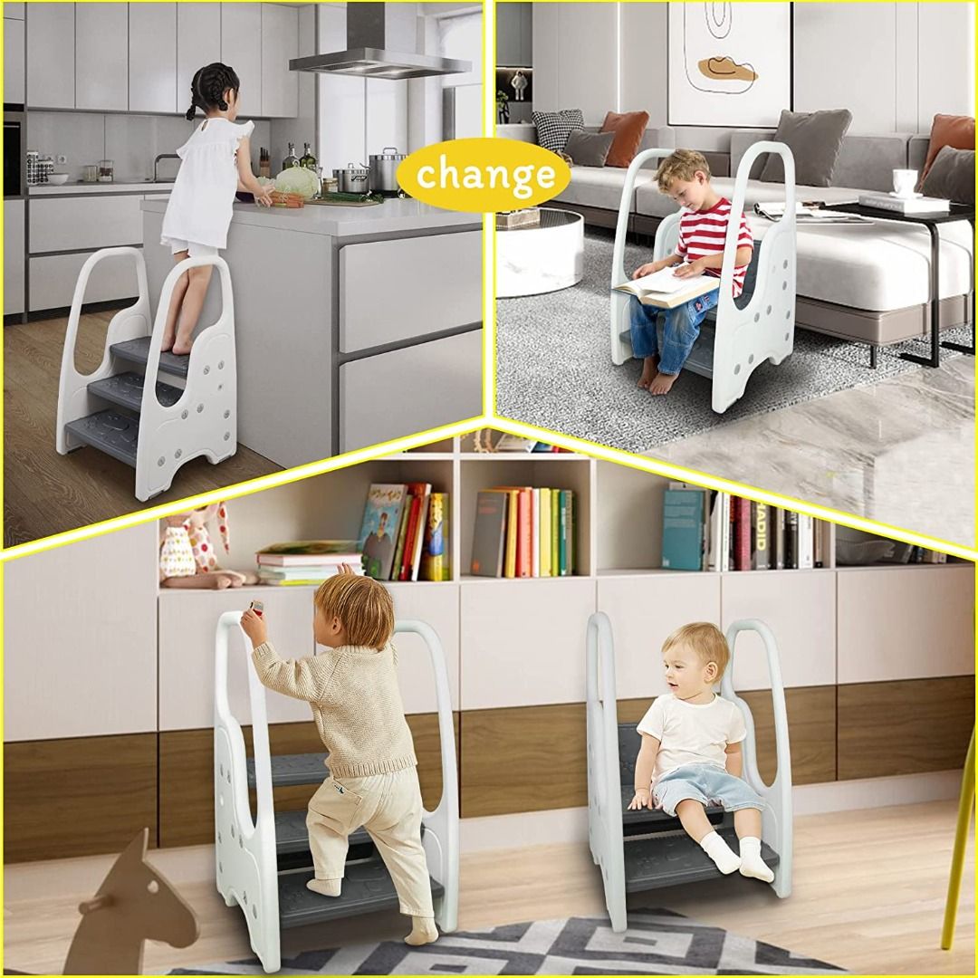 Kids Step Stool for Toddlers with Handles Anti-Skid Non-Slip Pad