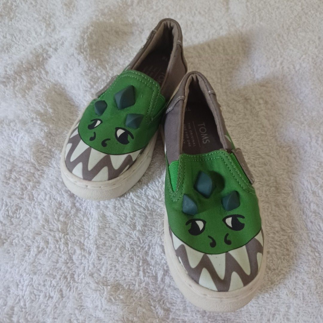 Toms Kids Shoes Slip On Dinosaur Velcro