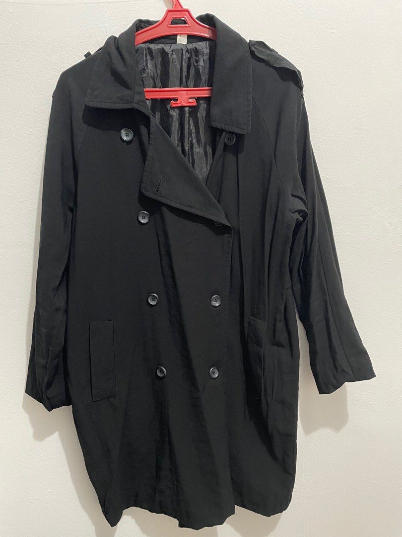 Trench coat hitam on Carousell