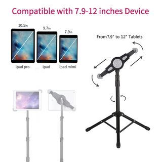 🌈Tripod Floor Tablet Stand Height Adjustable ,360 Rotating for iPad Mini Air Pro Kindle Samsung Lenovo 7-12 inch Screen