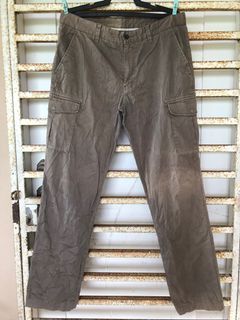 Uniqlo Cargo Pants Faded Brown Slim Straight Waist 34-35 Authentic
