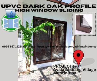 uPVC Dark Oak Profile High Window Sliding