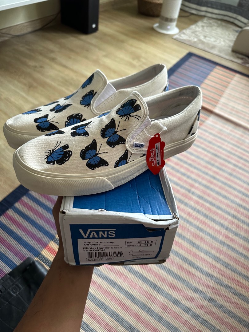 Butterfly slip on vans online