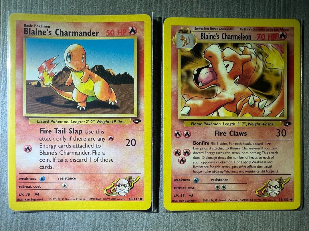 [Vintage] Blaine’s Charmander & Charmeleon Pokemon Cards, Hobbies ...