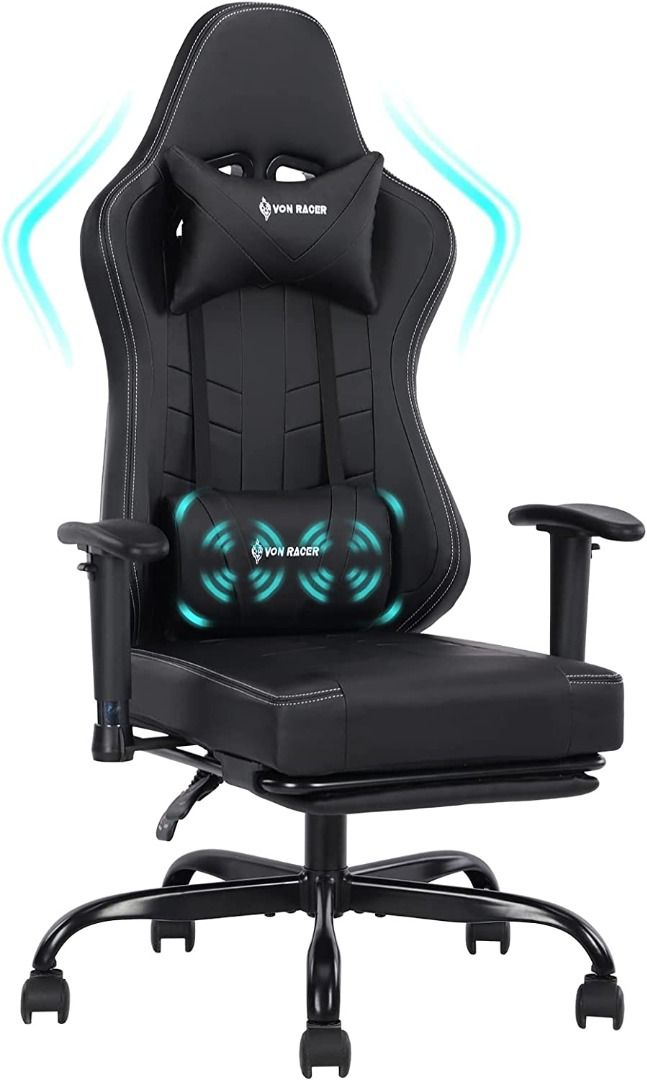 VON RACER Gaming Chair Massage with Footrest Gamer Chair Ergonomic