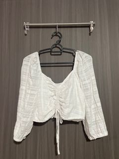 White Ruched Crop Top