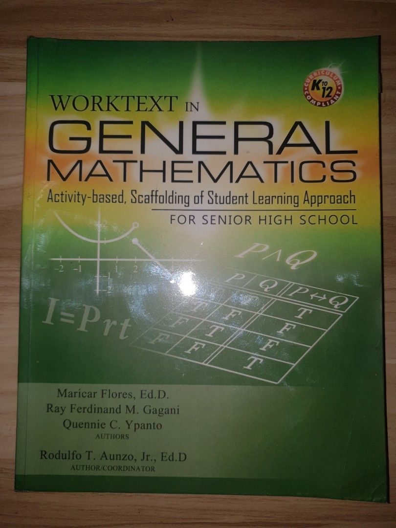 Worktext in General Mathematics (Category: Textbooks) located in Cebu City. Submitted by mochiieeyy (Listing ID 1220109172, Image 1). Description: • preloved SHS book •page 47 and 48 were torn.