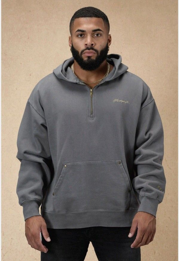 YoungLA Riveted Quarter-Zip Hoodie RARE!!!, Men's Fashion, Coats, Jackets  and Outerwear on Carousell
