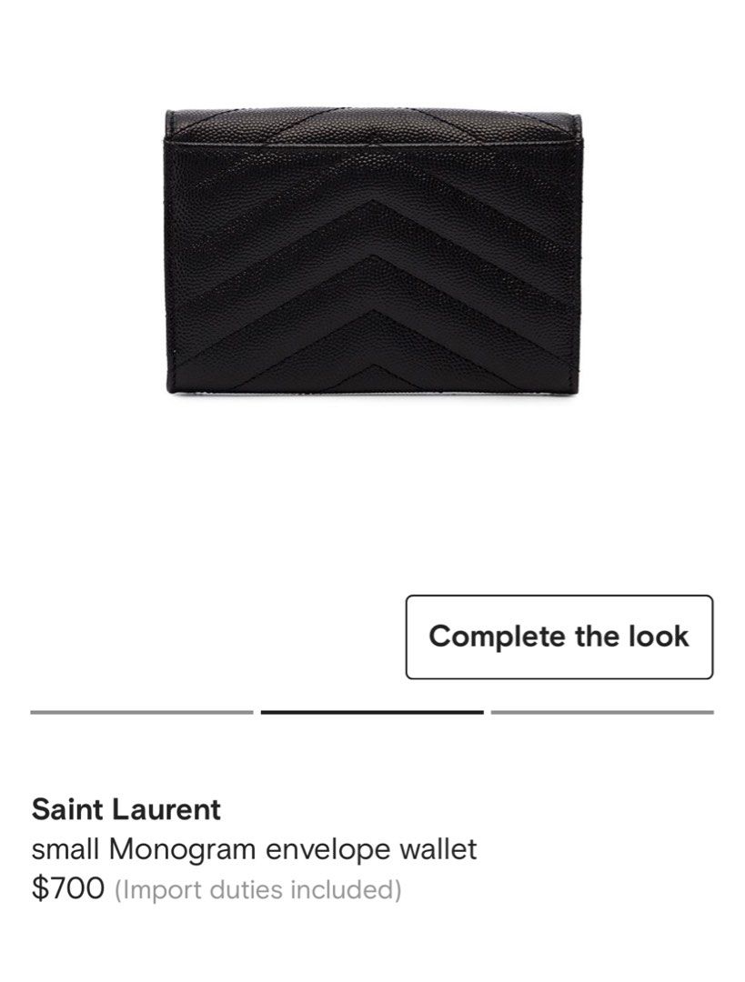 Saint Laurent Cassandre Matelass Small Envelope Wallet Grain de Poudre  Embossed Leather