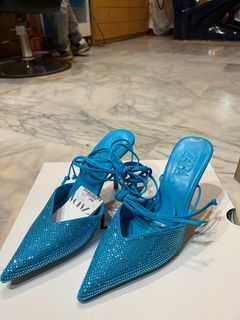 zara水藍色鑽鑽跟鞋