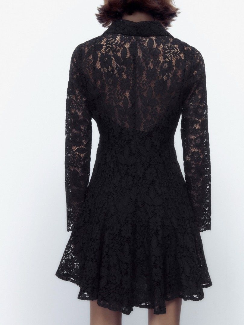 zara lace shirt dress black with camisole longsleeves short dress, Women's  Fashion, Dresses u0026 Sets, Dresses on Carousell